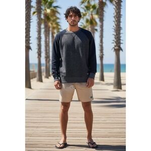 Billabong Sweatshirt Mens Size M Heather Gray Black Colorblock Pullover crewneck